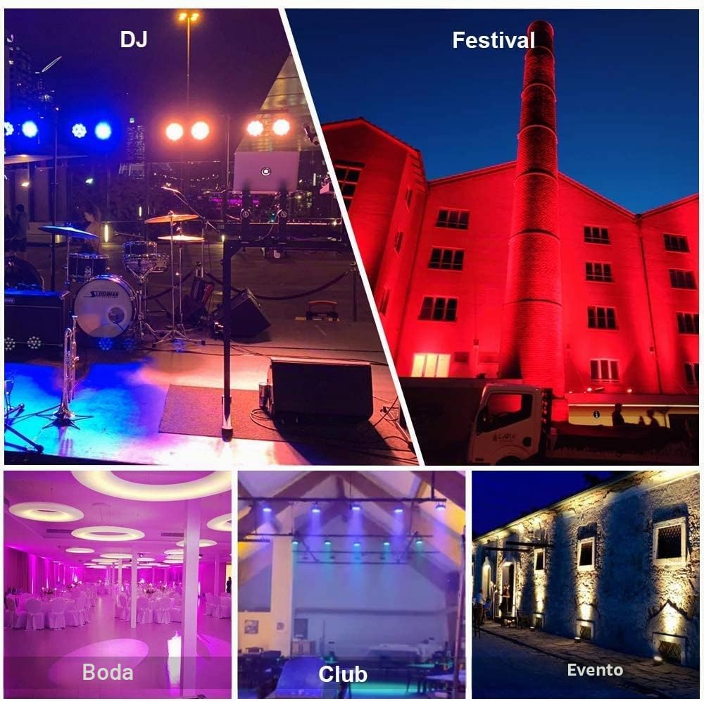 HOLDLAMP 8PCS 84W RGBW LED Par luces con control remoto, DMX iluminación de escenario luz disco para fiestas, jardín, balcón, bares, DJ, conciertos, Halloween, Navidad