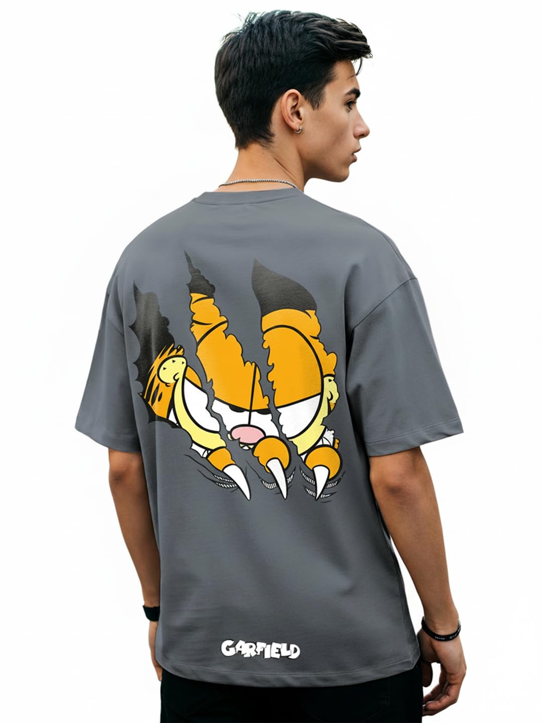 Men's Graphic Print Oversized Fit Half Sleeve Round Neck Pure Cotton T-Shirt