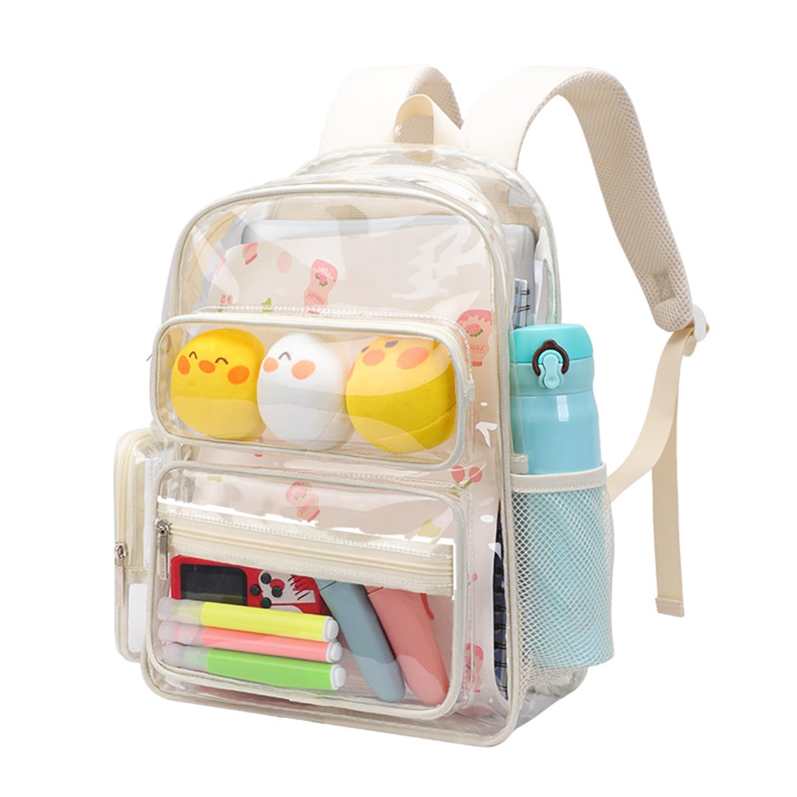 Zaino da scuola trasparente per le donne zaino in PVC grande capacità borsa per libri casual adatto per scuola e uso quotidiano Libro trasparente, Nero , Medium