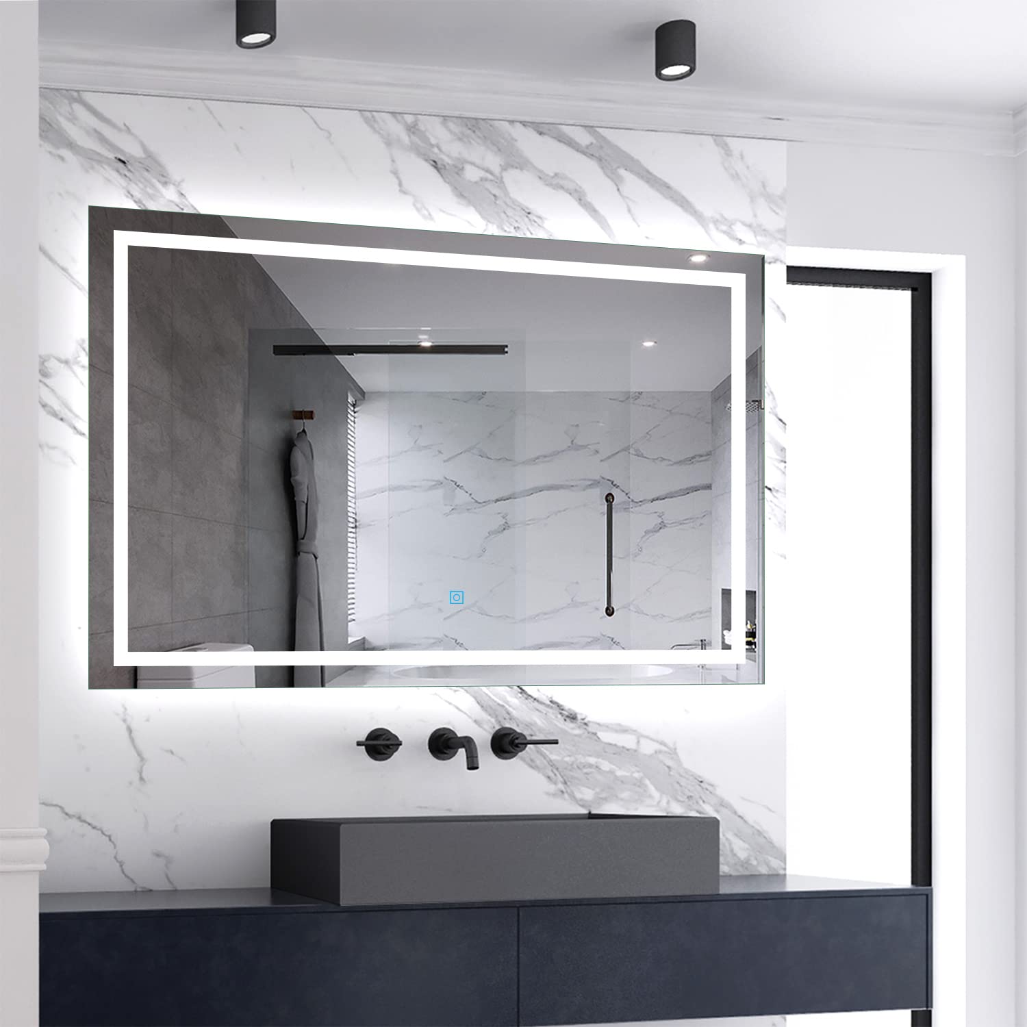 Sky Bathroom Light/White Skybathroom 1100X700mm Led Illuminated Bathroom Mirror With Demister Pad|Wall Mounted|Anti-Fog|Touch Sensor|Ip44