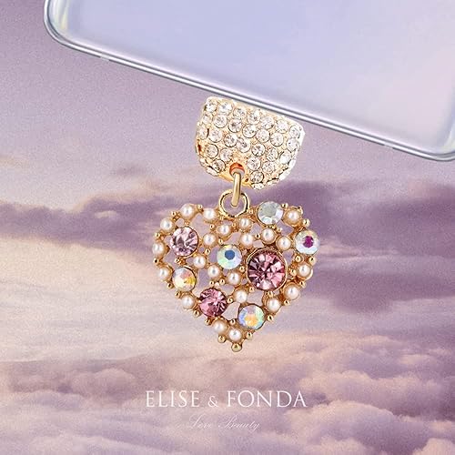 Miniatura 2 de ELISE & FONDA TP199 Tipo-C Puerto de carga USB Crystal Anti Dust Plug Little Love Heart Cell Phone Charm para SamsungOnePlusXiaomioppo Teléfono
