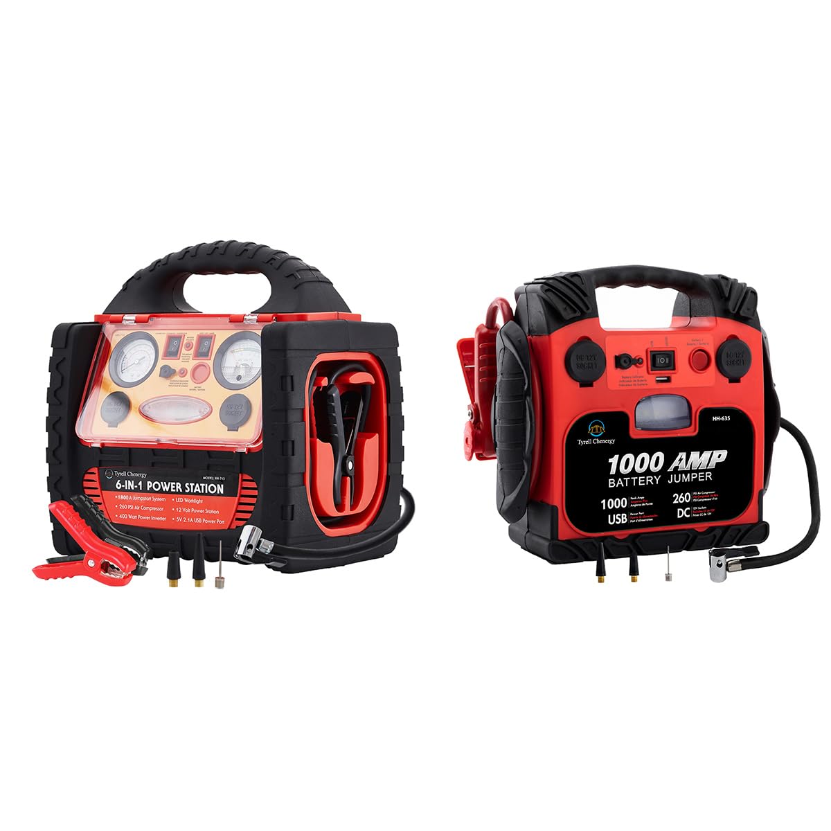 Car Battery Jump Starter with Air Compressor Portable Tire Inflator 1800 Peak Amp Portable Power Station Jump Starter