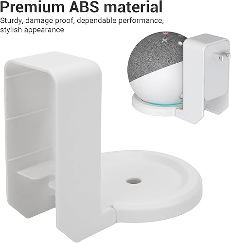 Miniatura 5 de Heayzoki Soporte de pared apto para Dot 4 5, diseño de ahorro de espacio, gestión de cables, material ABS, altavoz inteligente ABS que ahorra