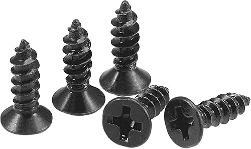 Miniatura 6 de uxcell Tornillos de madera M3 x 0.709 in Tornillos de cabeza plana Phillips de acero al carbono Autoperforantes Negro 200pcs