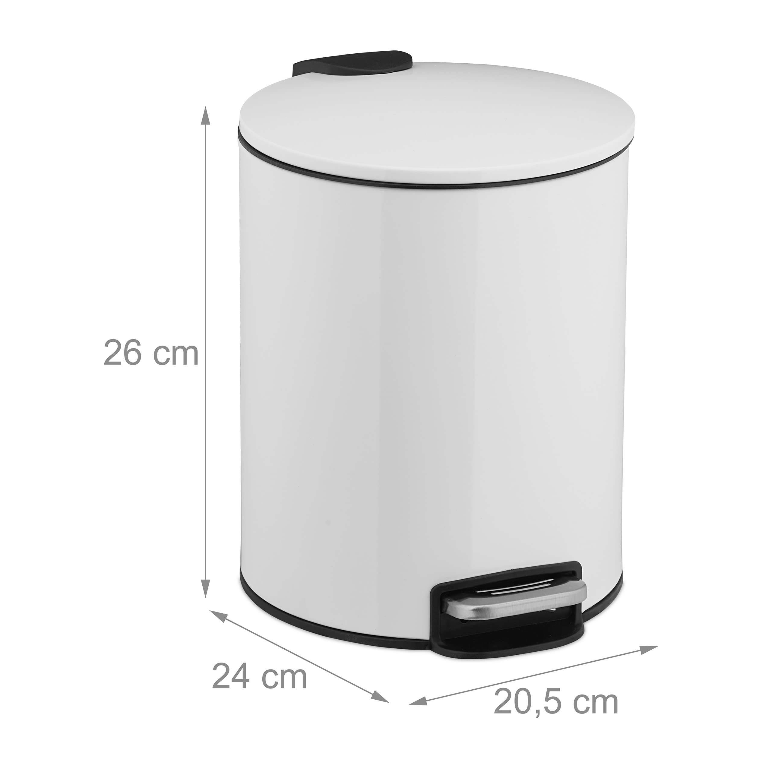 Relaxdays Treteimer 5 Liter – Metall, Edelstahl-Optik, Mit Absenkautomatik, Für Küche, Bad & Büro
