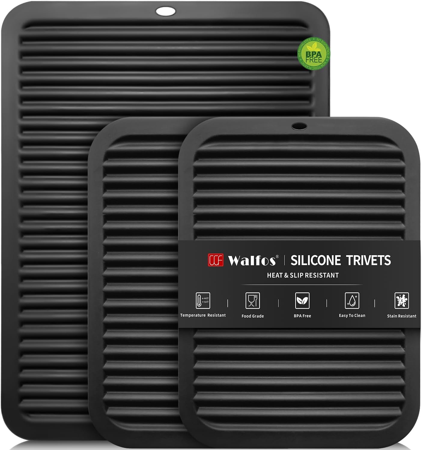 Walfos XXL Silicone Trivet 16 Inch and Trivets Mats 12 Inch