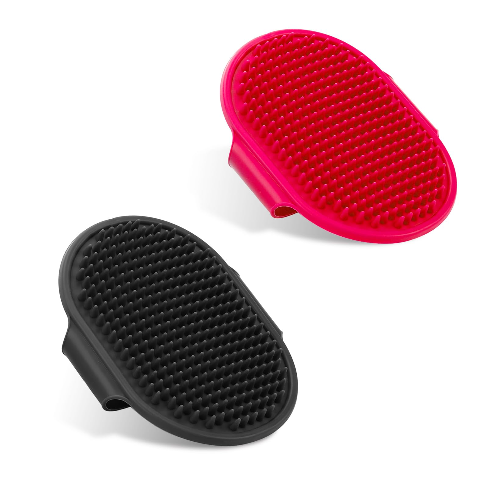 TIESOME Cepillo de baño para perros y gatos, 2 unidades, de silicona, para mascotas, champú para mascotas, masaje calmante, peine de goma, cepillo de limpieza para pelo con anillo ajustable y mango de