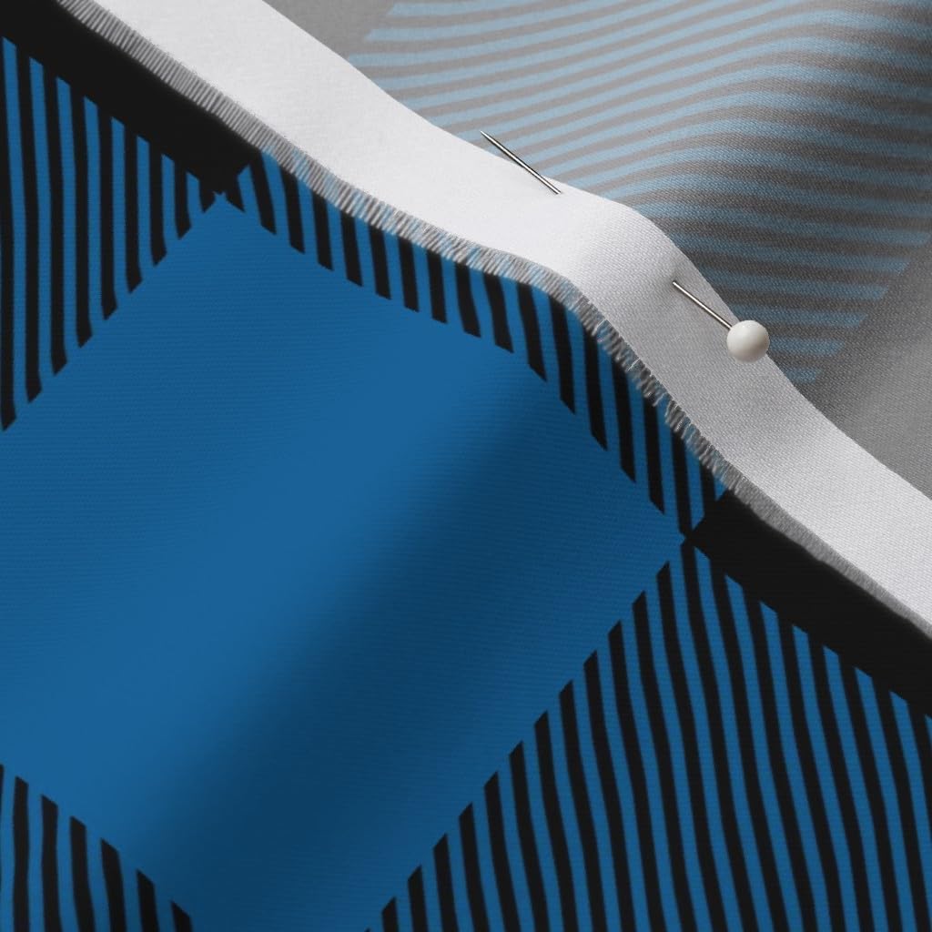 Spoonflower Fabric - Buffalo Plaid Royal Blue Check Tartan Printed on Organic Cotton Sateen Fabric by The Yard - Sewing Quilting Apparel Home Decor