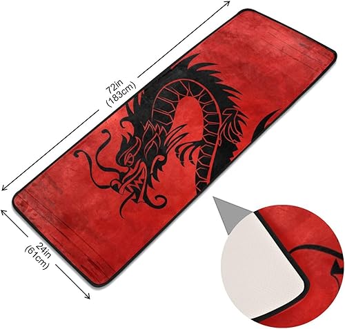 Miniatura 3 de xigua China Dragon - Alfombra lavable de 2 x 6 pies con respaldo de goma, alfombra antideslizante para interiores, sala de estar, pasillo, cocina