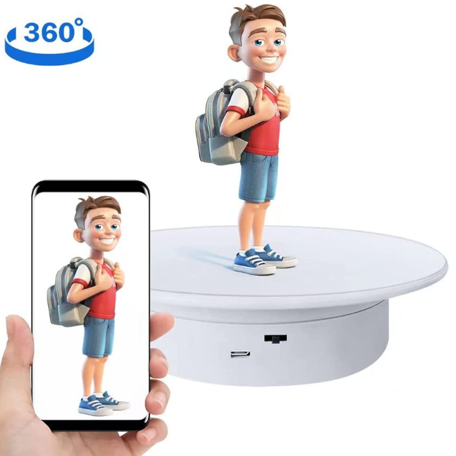 Elektrischer Drehteller, um 360 Grad Drehbarer Produktfotografie-Ausstellungsstand mit Fernbedienung, 30 Kg Tragender Motorisierter Ausstellungsstand für Schmuck, Kuchen, 3D-Modell (20cm Durchmesser)