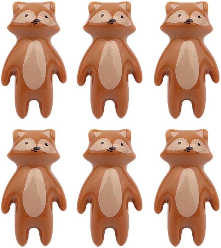 Ceramic Knobs, FBSHOP(TM) 6Pcs Ceramic Fox Knobs Cartoon Animal Cabinet Pulls Decorative Cupboard Drawer Door Pull Handles with Screws