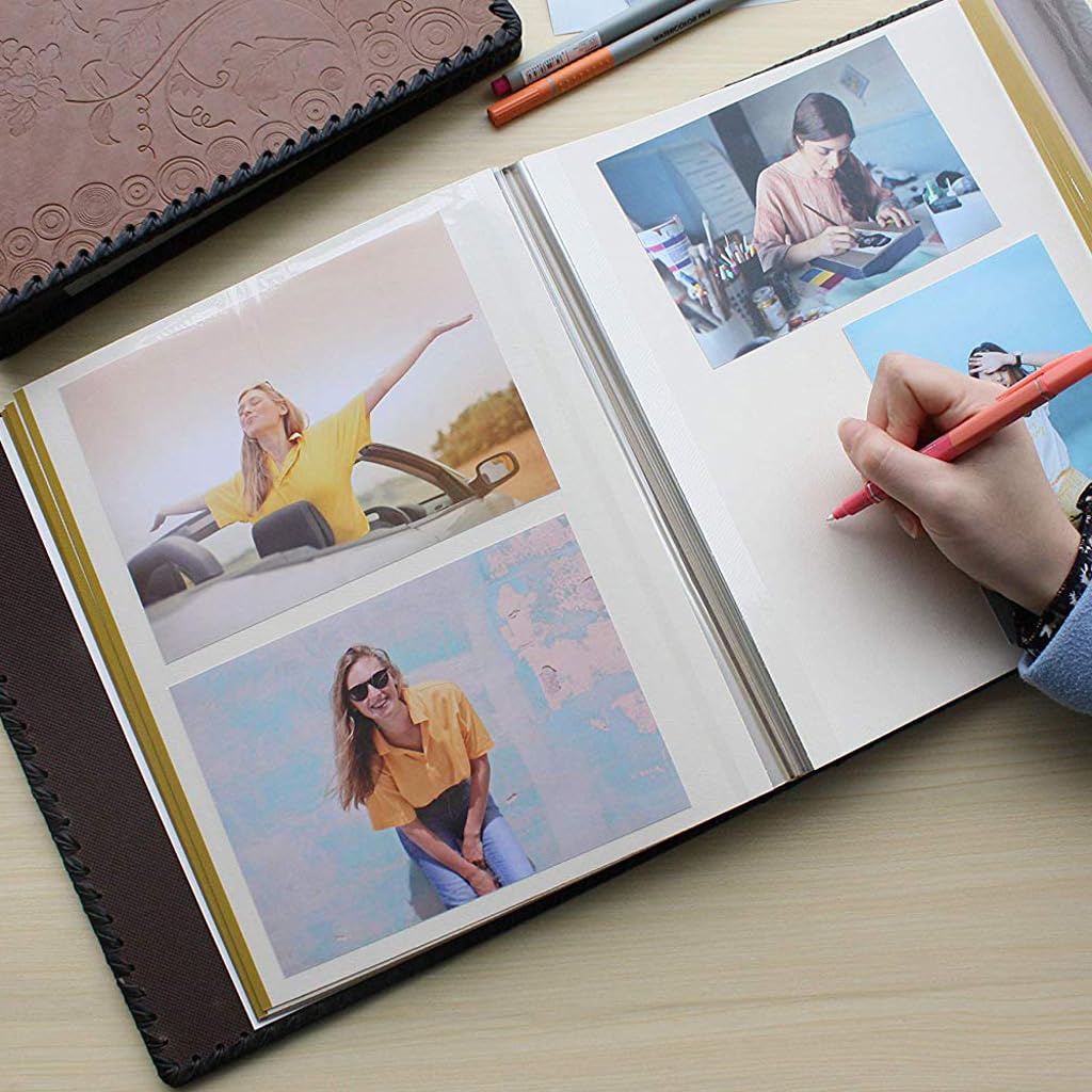 Álbumes de fotos Álbum de fotos de libro de recuerdos hecho a mano DIY, álbumes de fotos de cubierta de cuero, libro de álbum para amantes amigos niños aniversario regalo de boda