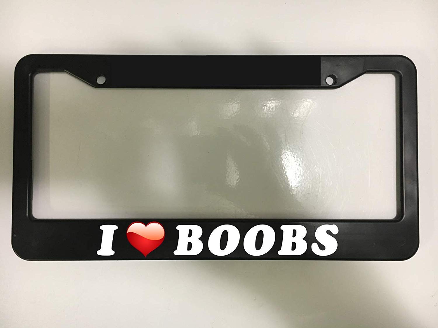 EHAKBEHAKB Frame I Heart Love Boobies Funny Fun Joke Boobs JDM Black License Plate Frame New 12" X 6"