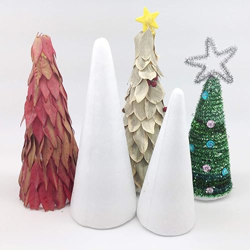 Miniatura 3 de Amosfun 10 Uds. Espuma en forma de cono de espuma artesanal para manualidades, árbol de Navidad, mesa de centro de mesa, decoración de 7.3 in