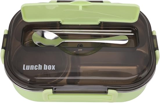 BoxLunch Container BoxLunch Storage BoxThermal Lunch BoxStainless Steel Stainless Steel Thermal Lunch Container Box with 5 Compartments, Soup Sticks Spoon for Adults Green (Green)