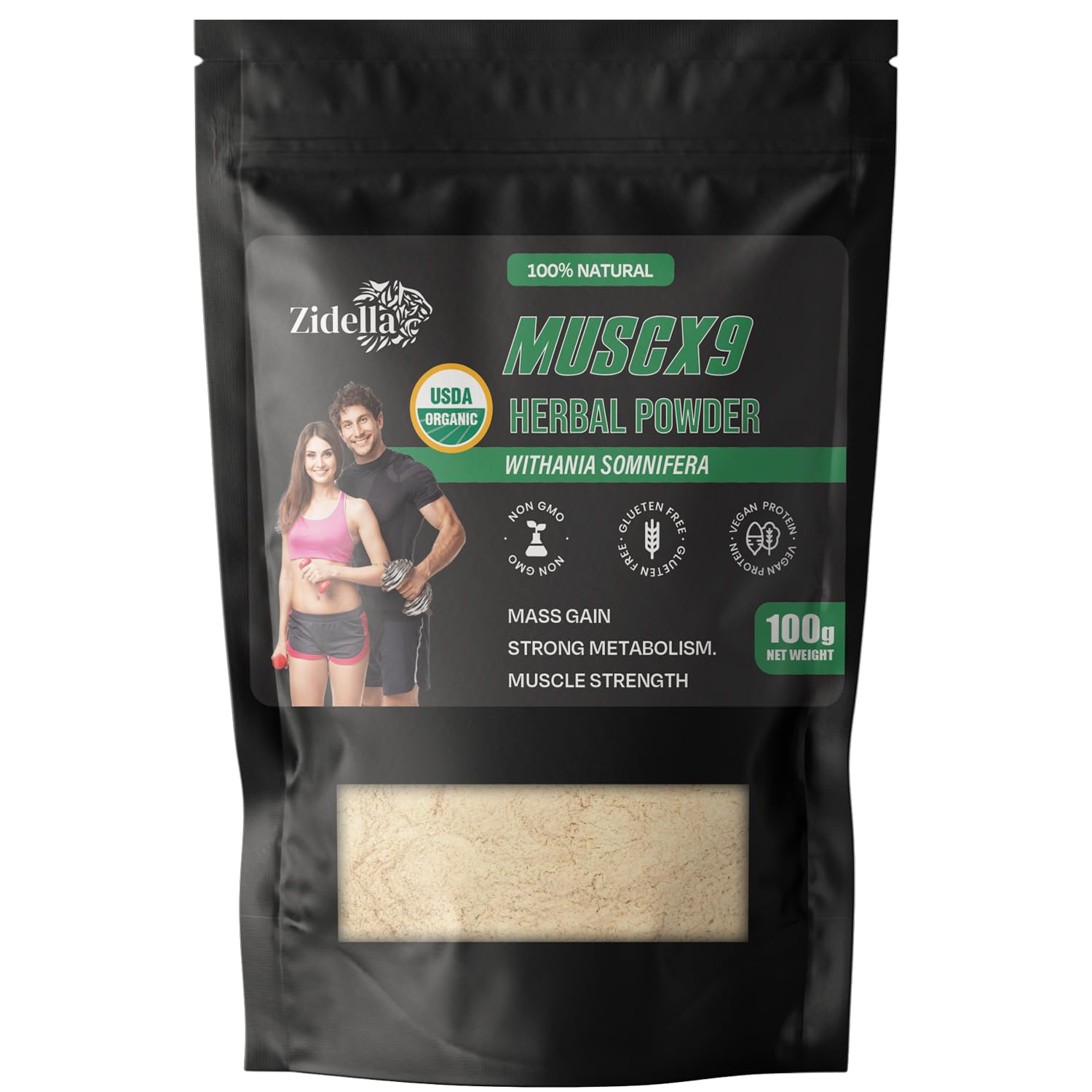 Zidella Ayurvedic Weight Gain Powder for Men & Women | No Side Effects | Mass Gainer | Muscle Gain Supplement - 100gm