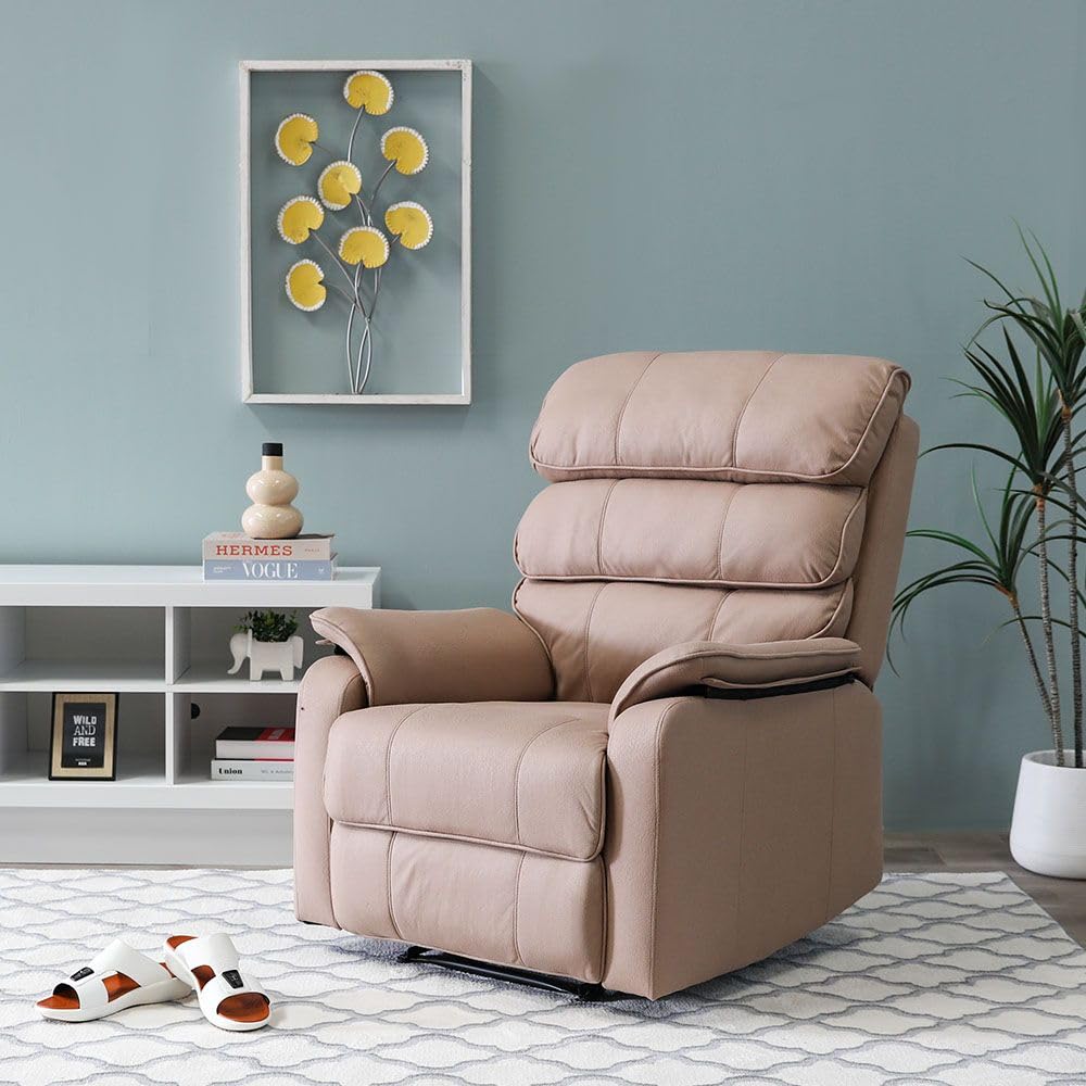 Danube Home Cleon 1 Seater Fabric Manual Recliner I Modern Design One Seat Relaxing Chair I Living Room Furniture For Home L 79 x W 76 x H 65 cm - Brown