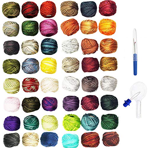 Valdani Embroidery Floss 3-Strand Cotton Hand-Dyed 48-Ball Basics Flare Collection 2 (3SF-BasicFlare2) with Seam Ripper and Needle Threader