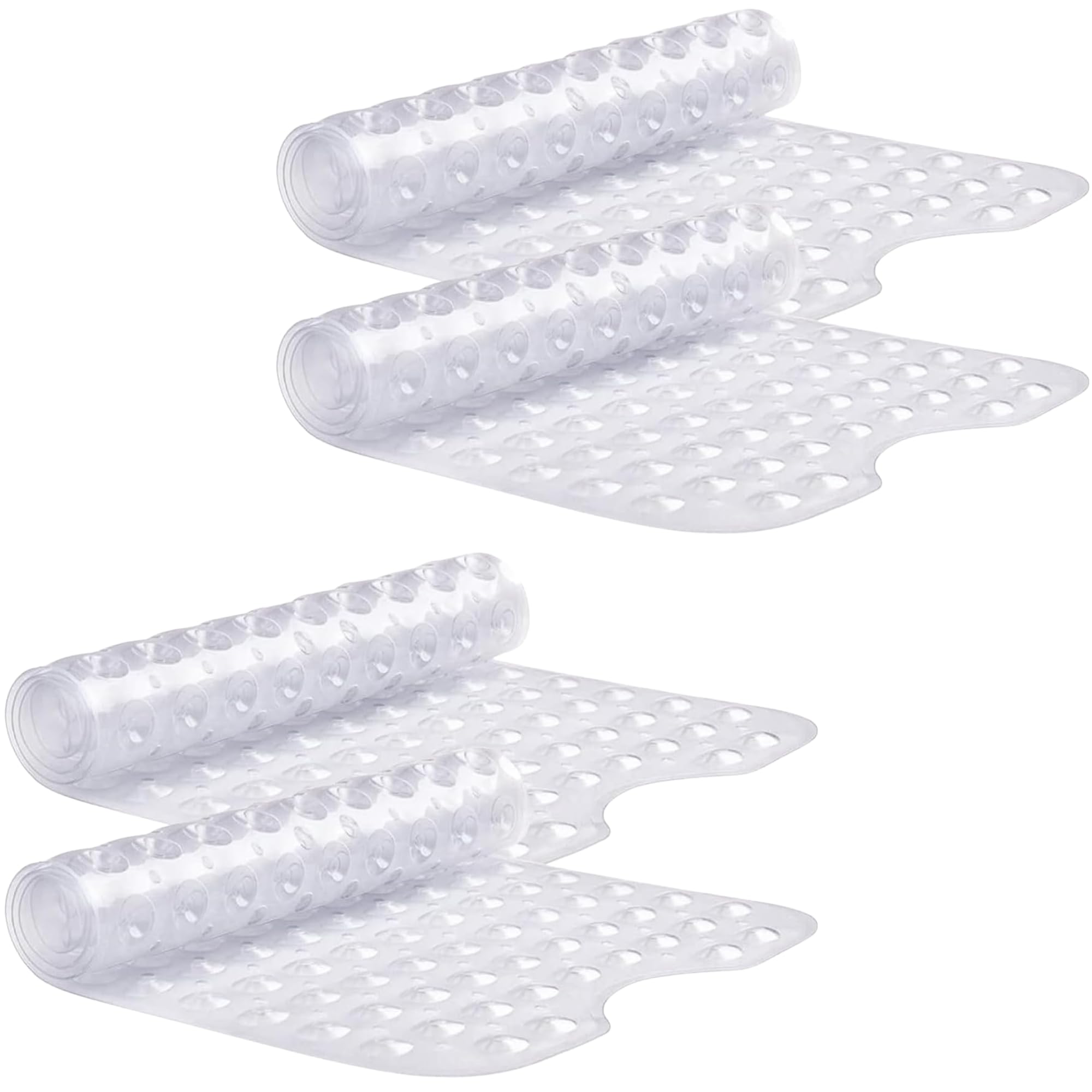 MOONLIGHT20015 Non Slip Shower Bath Mat 4 Pack – Anti Mould & Mildew PVC Bathroom Mats with Suction Cups, Drain Holes, Machine Washable, Ideal for Bulk & Wholesale Use (70x38cm, Clear)