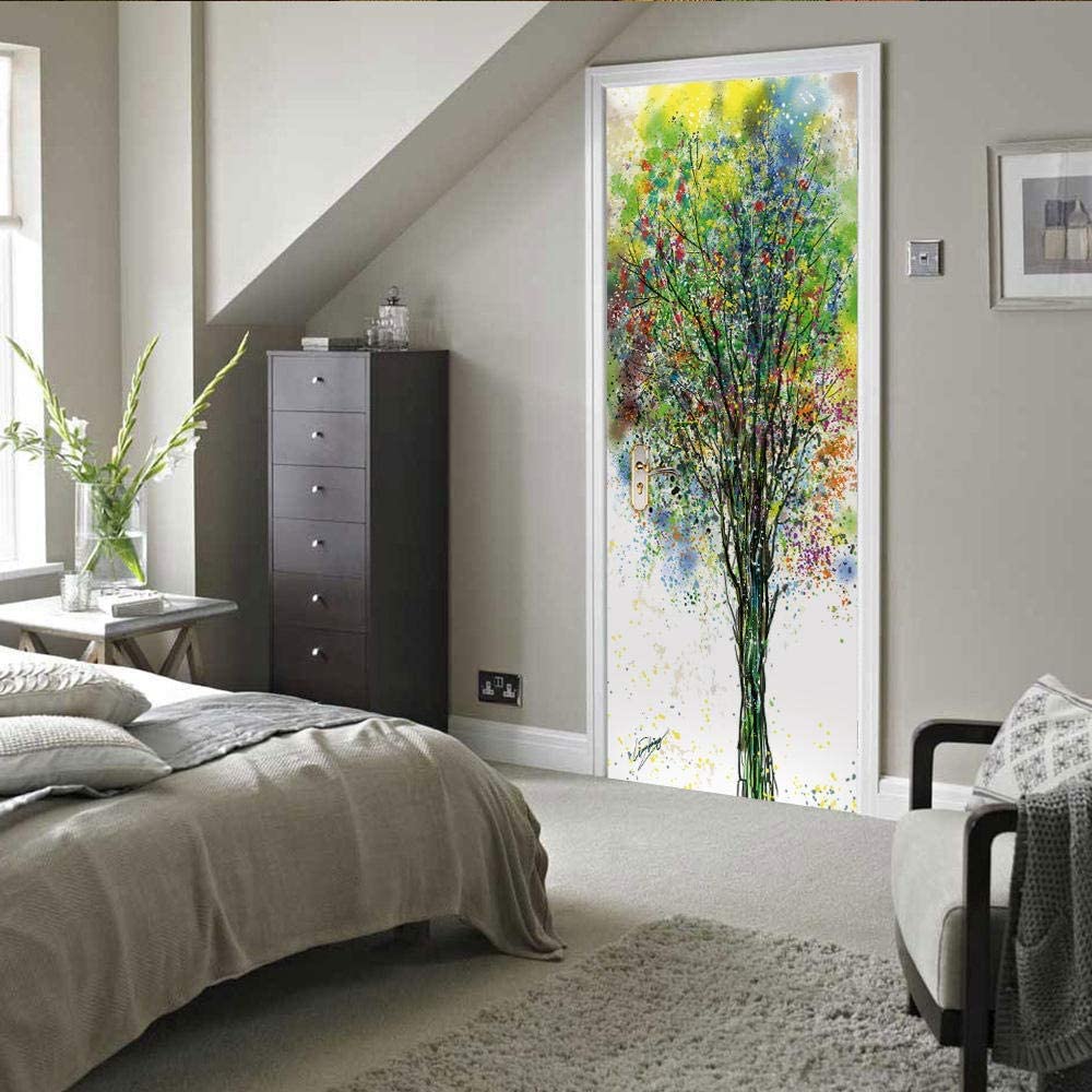 Autocollant Mural Arbre De Vie 90x200 Cm - PVC Imperméable Amovible, Déco Salon Chambre Cuisine - 13