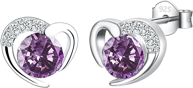 Silver Stud Earrings for Women, Heart Shaped White Gold Stud Earrings with Cubic ZirconiaDainty Heart Studs Earrings Jewellery Gifts for Girls