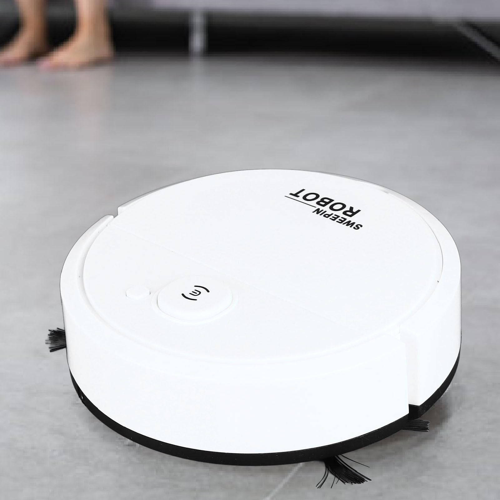 gernie Robot Vacuum Cleaner, 4cm Super Thin, Powerful Suction Smart Robotic Vacuum, Robotic Vacuum Cleaner for Pet Hair, Hard Floors, Short Carpets, Wooden Floors, White