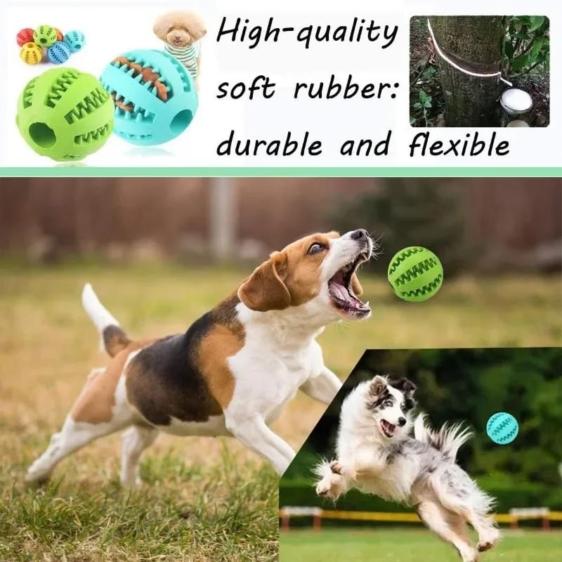 Jouet pour Chien en Caoutchouc Naturel,Dog Ball Toy - Balle Jouet a Mâcher Naturel Nettoyer Les Dents Non Toxique Résistant Aux Morsures, Interactif d'entraînement IQ pour Petit Moyen Grand Chien - Image 6