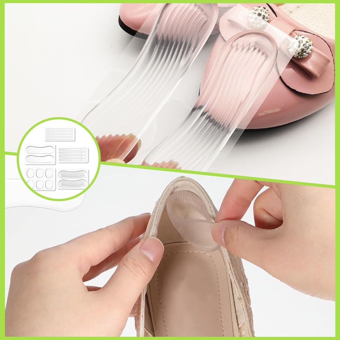 18 PCS Protector de Tacones para Zapatos, Plantillas Antideslizantes, Almohadillas para Pies de Tacones Altos, Plantillas de Silicona para Sandalias (Transparente)