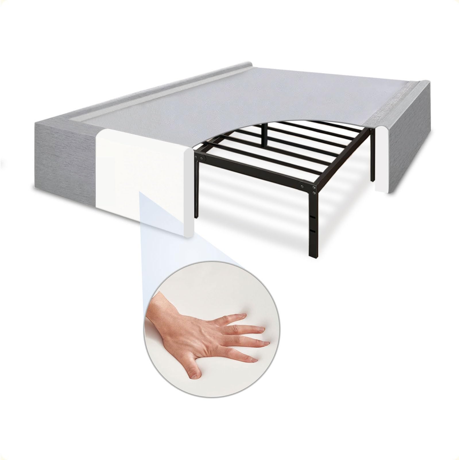 Funpkoser Ultra Soft Bed Frame Cover for Metal Bed Frame - Queen Size Upholstered Slipcover to Hide and Upgrade Your Bed - Sturdy Support Non-Slip