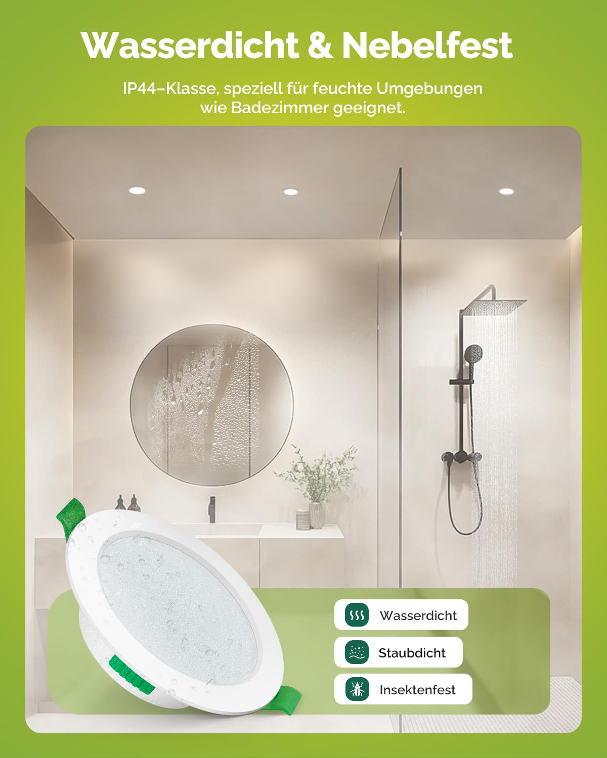 Fondiiz LED Einbaustrahler 230V 68mm, 20er Set LED Spots Warmweiß Neutralweiß Kaltweiß, 5W 480LM Deckenspots Weiß, IP44 Spots Deckenleuchte Flach Einbauleuchten für Badezimmer Küche Wohnzimmer