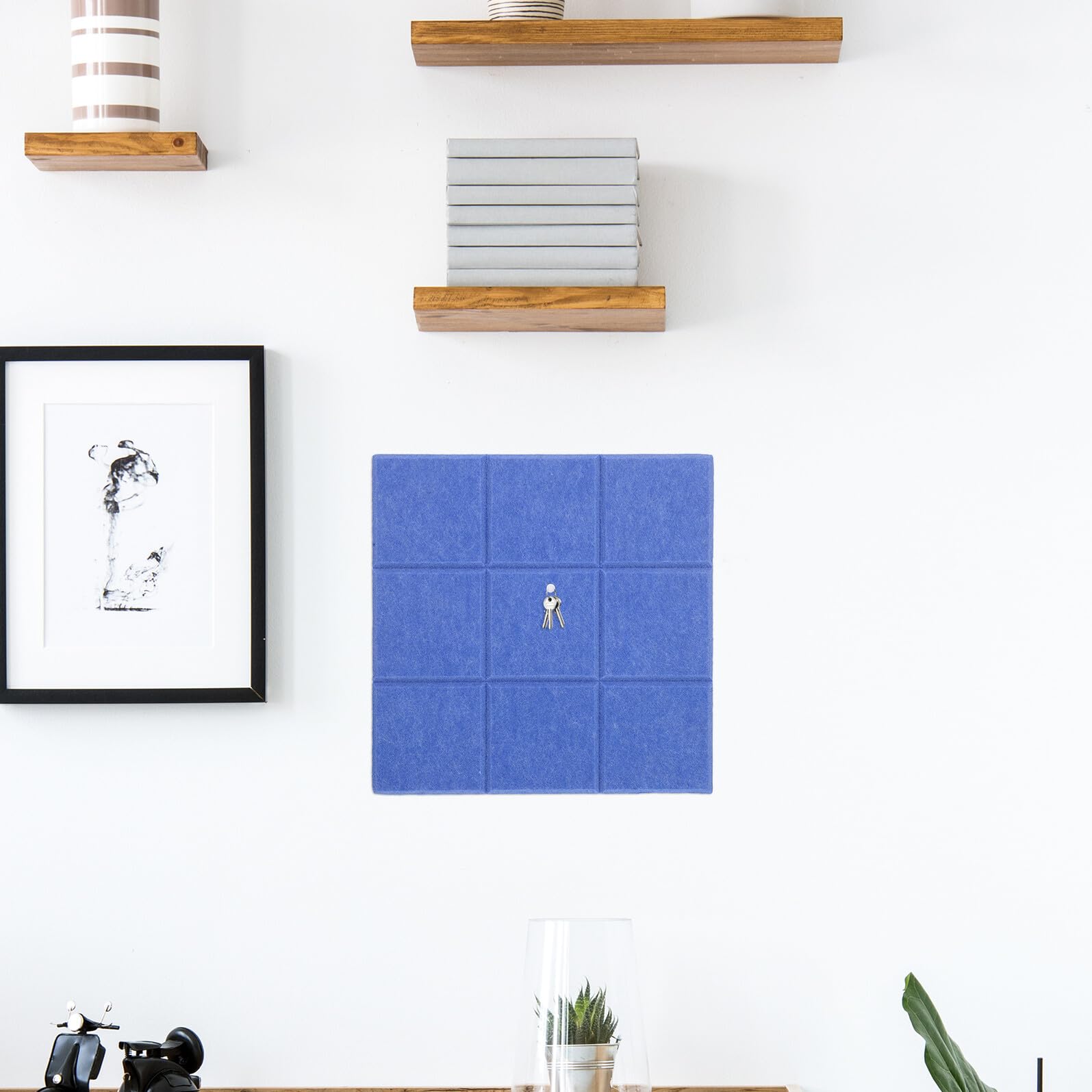 Alipis 6 piezas Tablero de Corcho Autoadhesivo Azulejos de Fieltro Removibles Decoración Mural para Oficina Hogar Escuela Fondo Pared Azul y