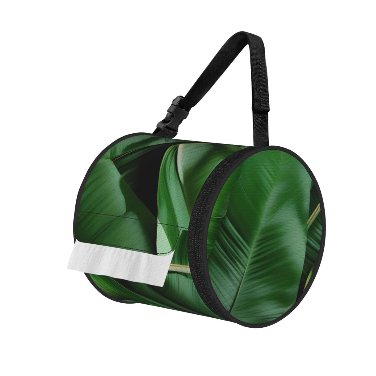 Banana Leaves Print Cylindrical Tissue Holder Bathroom Car Home Office Kitchen Decor Versatile