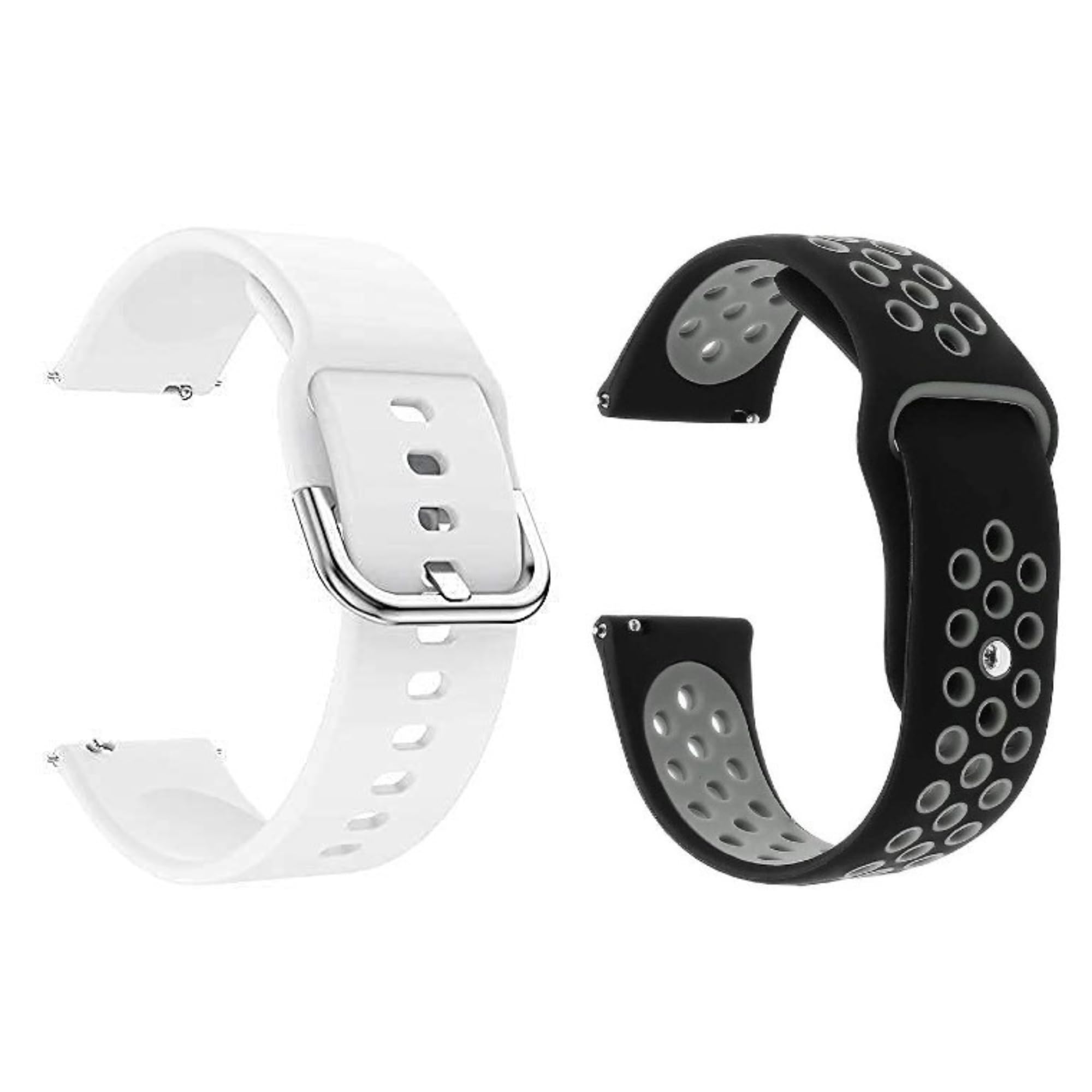 MicroBirdss22MM Watch Strap Belt Compatible With Crossbeats Watch (White/Black Grey, Crossbeats Ace)
