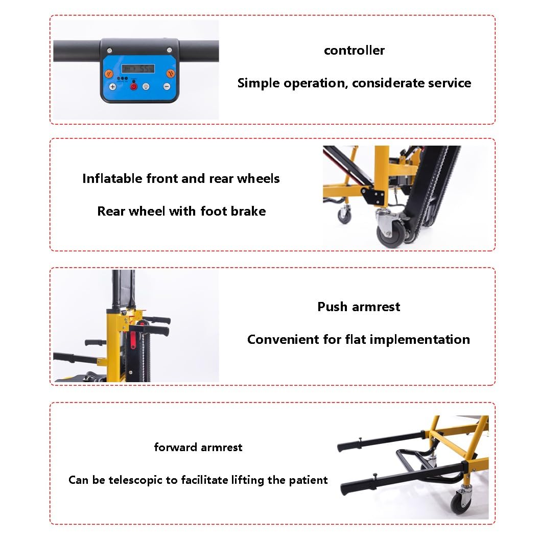 Montascale Portatile,Cingolo Elettrico Per Sedia A Rotelle,Scala,Ascensore Per Scale,Carrello A Mano Per Scalatore Elettrico,Carico 200 Kg / 440 Libbre yellow
