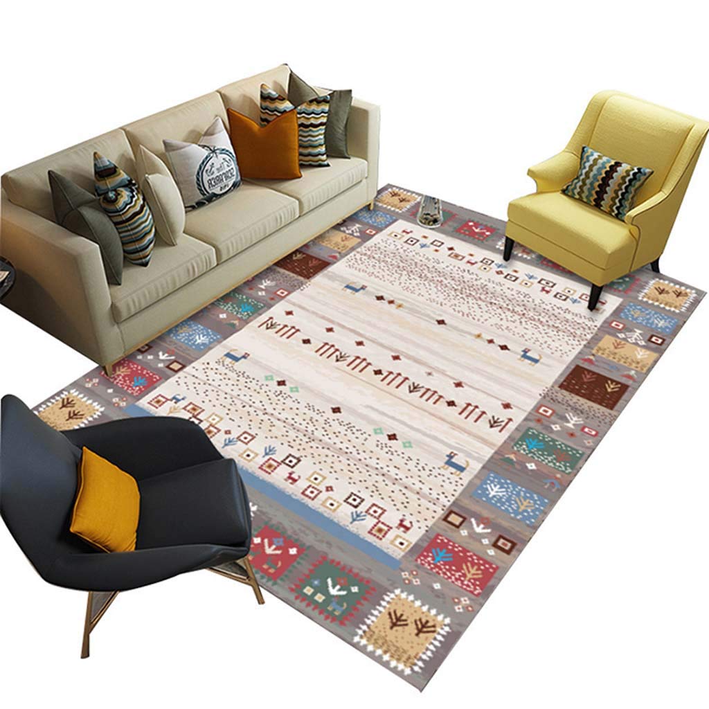Tapis lavable à la machine grand format géométrique style nordique salon