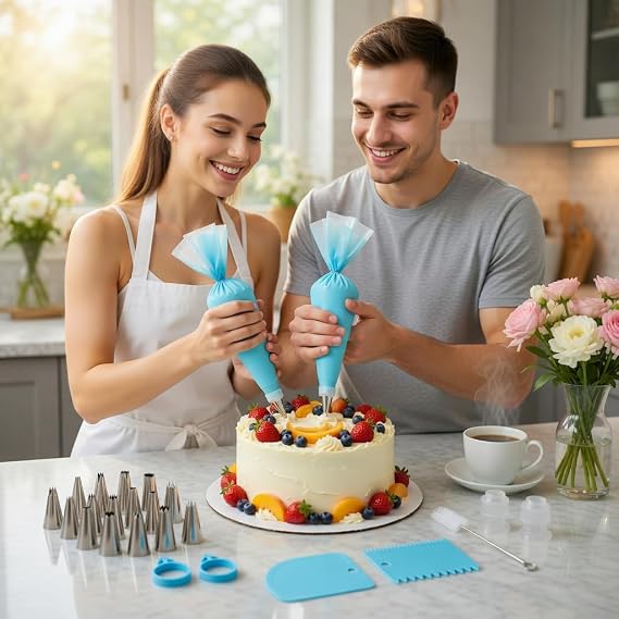 Piping Bags and Tips Set, Reusable Cake Decorating Kit