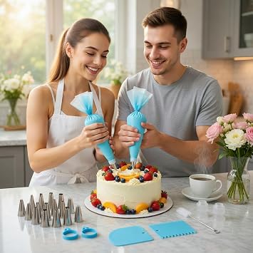 Piping Bags and Tips Set, Reusable Cake Decorating Kit