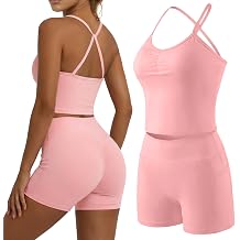 YOINS 2 Piece Womens Workout Sets Sports Bra and High Waist Biker Shorts Gym Set Yoga Pilates Outfits