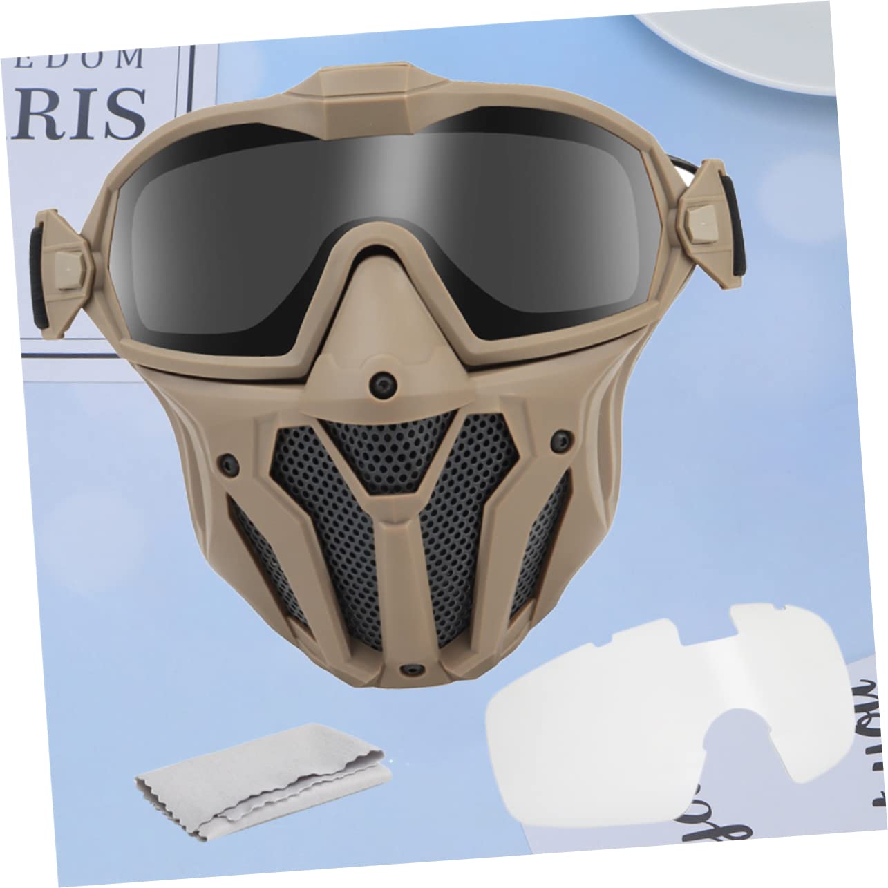 Happyyami 1set Maschera Protettiva Per Attività All Aperto Con Occhiali Antifog e Ventilatore Mini Senza Batteria Colore Per Sci e Ciclismo