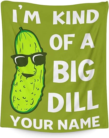 Custom Pickle Throw Blanket for Teen - 50x60 Inches Throw Size - Soft Fluffy Cozy Blankets Gift - Green Funny Blanket Throws for Living Room Decorative