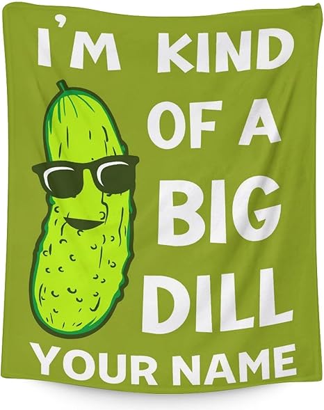 Custom Pickle Throw Blanket for Teen - 50x60 Inches Throw Size - Soft Fluffy Cozy Blankets Gift - Green Funny Blanket Throws for Living Room Decorative