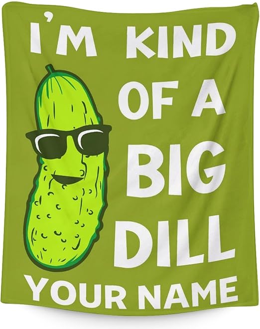 Custom Pickle Throw Blanket for Teen - 50x60 Inches Throw Size - Soft Fluffy Cozy Blankets Gift - Green Funny Blanket Throws for Living Room Decorative