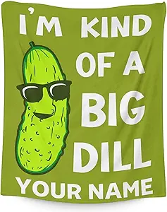 Custom Pickle Throw Blanket for Teen - 50x60 Inches Throw Size - Soft Fluffy Cozy Blankets Gift - Green Funny Blanket Throws for Living Room Decorative