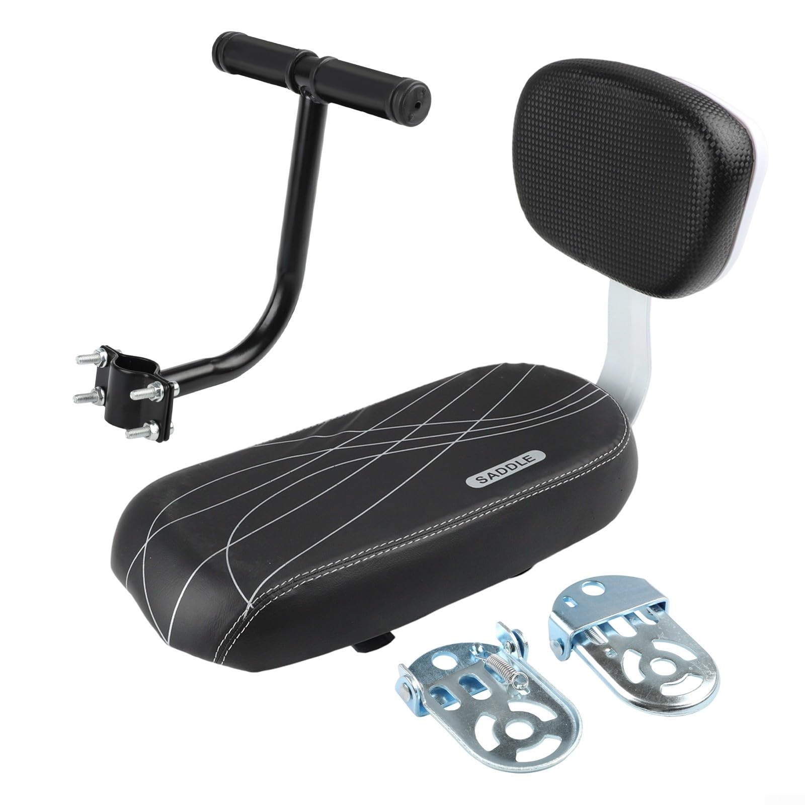 Honseadek Bike Rear Saddle with Backrest, Mountain Bike Passenger Seat Cushion for Adults and Teens, with Handle and Pedals, Soft Foam Bicycle Child Seat(without)