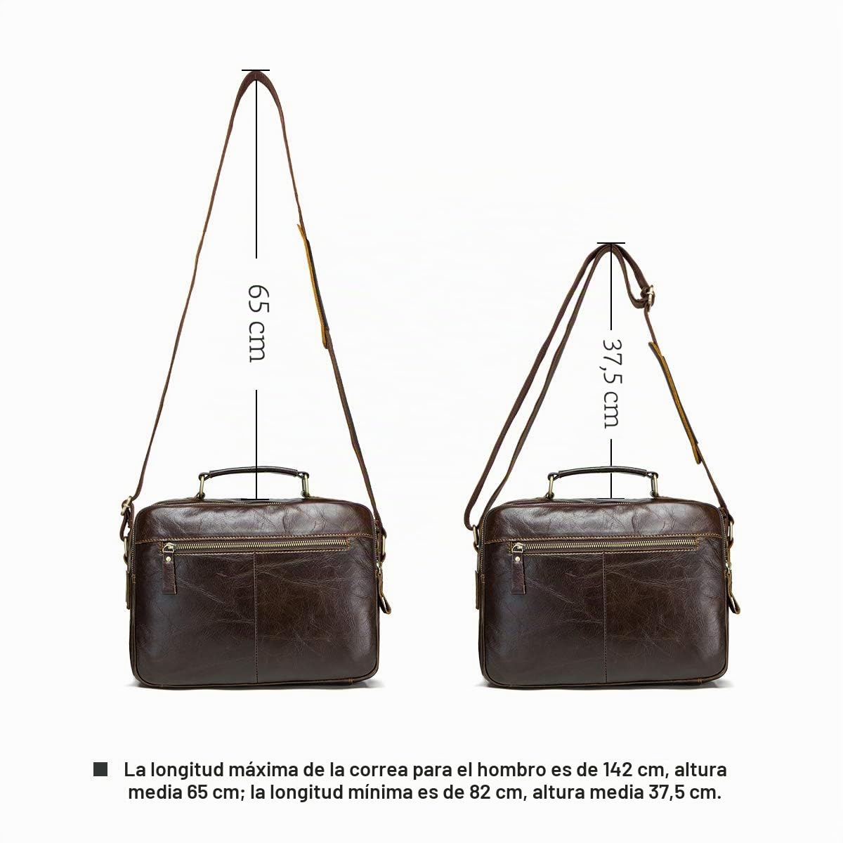 CONTACTS Bolso Bandolera de Piel Auténtica para Hombre, para Laptop de 12 Pulgadas, Café,vintage mensajería para hombres y mujeres, viajes,