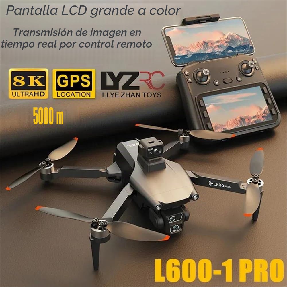 Dual Battery,Nuevo dron l600-1 GPS Profesional con cámara 8k, FPV aéreo, sin escobillas, para Evitar obstáculos, con Pantalla Grande, Control Remoto, dron Plegable