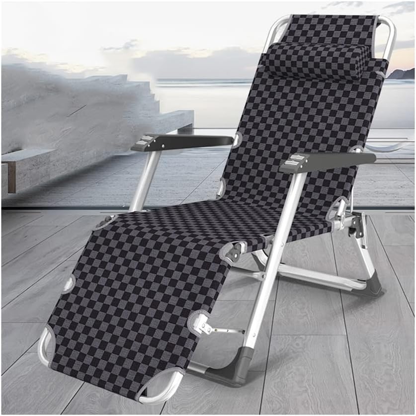 Zero Gravity Chairs Patio Lounge Chairs Outdoor Beach Chair with Pillow Adjustable Folding Reclining Lawn Chair Pool Chairs for Pool Side Camping Yard Beach Steel Frame (Color : A)