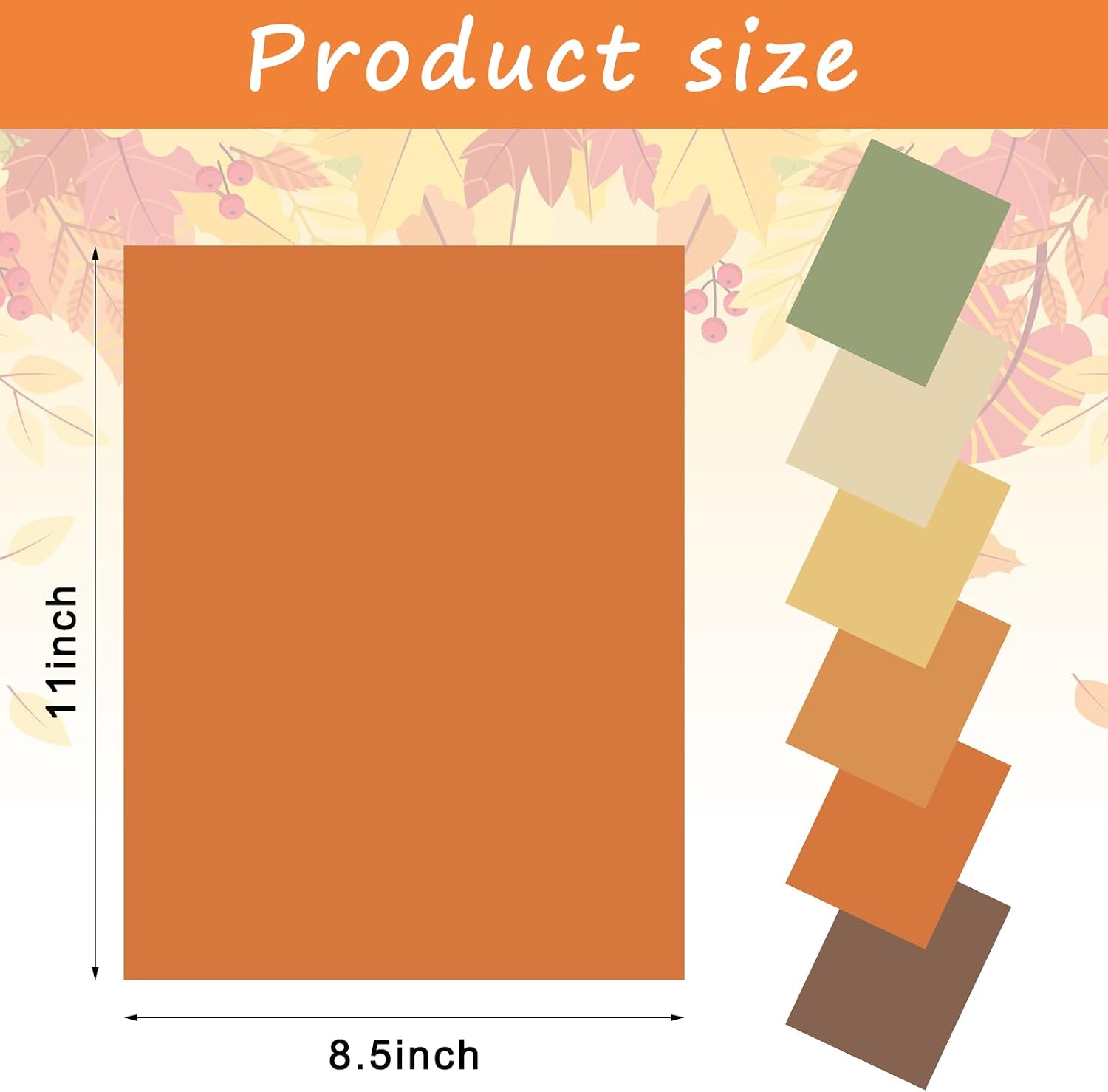 FYSUIMU 60 Sheets Boho Fall Colors Card Stock Paper Assorted Orange Green Brown Yellow Cardstock for Autumn Thanksgiving Scrapbooking DIY Crafts Card Making Prints, 8.5 x 11 Inch