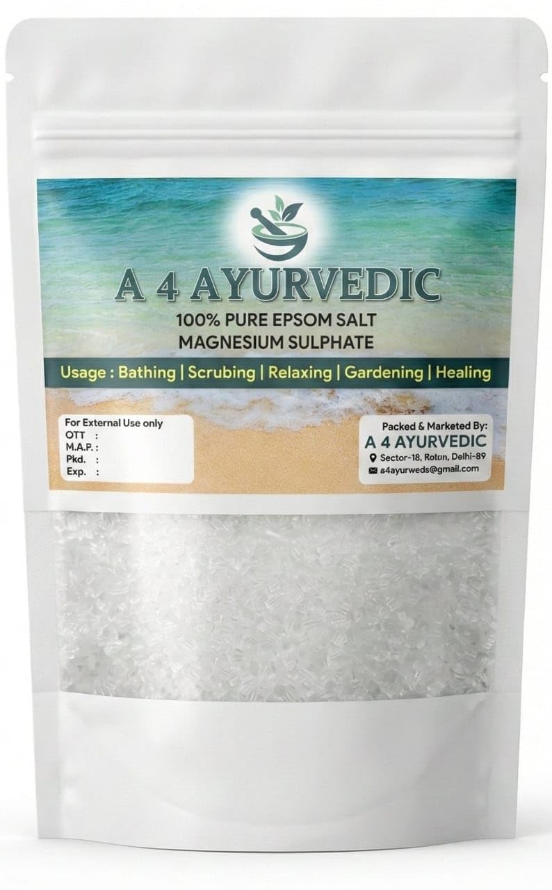 Epsom Salt Crystals- Magnesium Sulphate | 100% Pure Bath Salt | For Soothing & Refreshing Bath | Sancitification | Relives Ache & Pain | Scrubbing Exfoliation | 1kg-picture-49