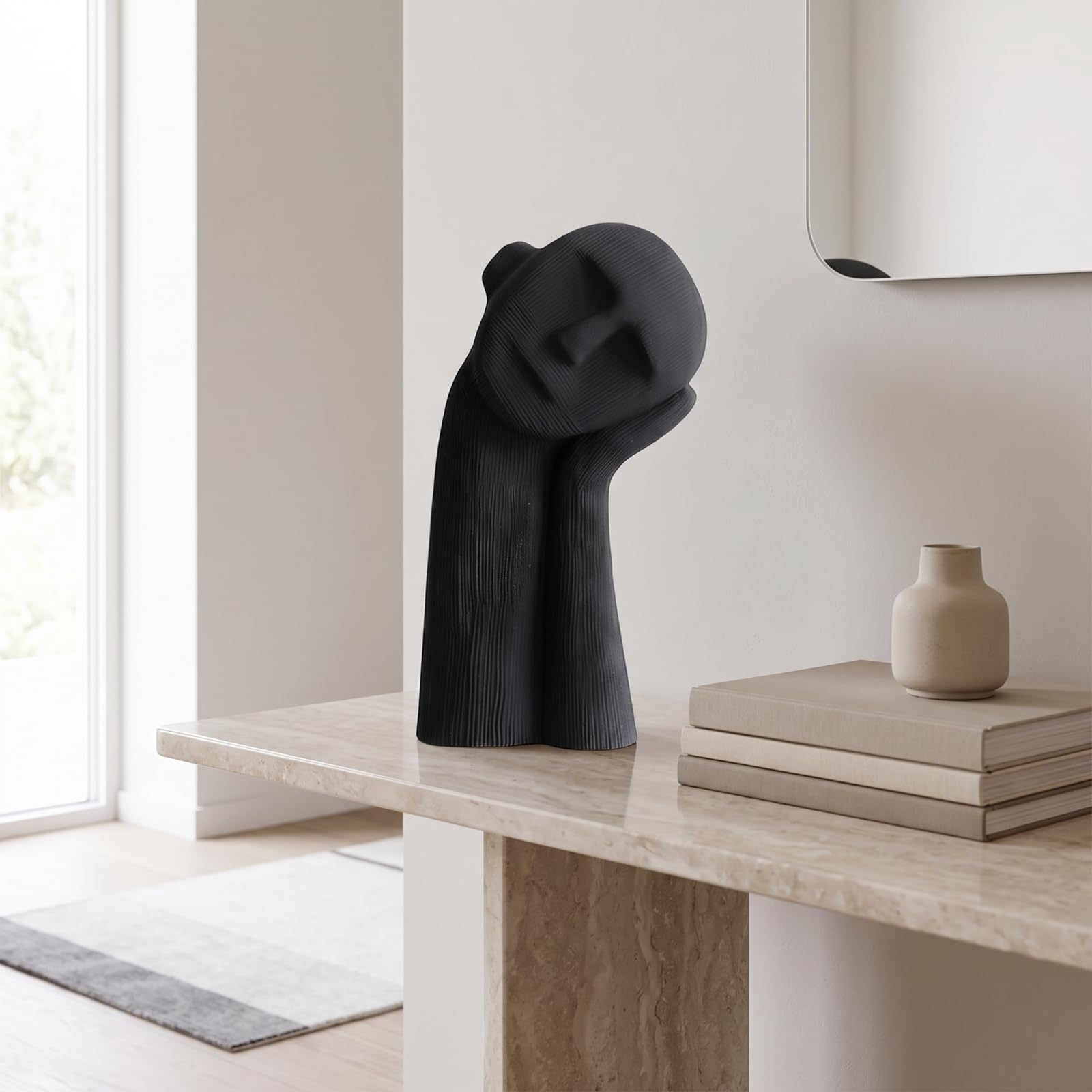 F Fityle Figura Conceptual Resina Abstracto, Negro